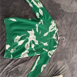 Green and White Women's Top